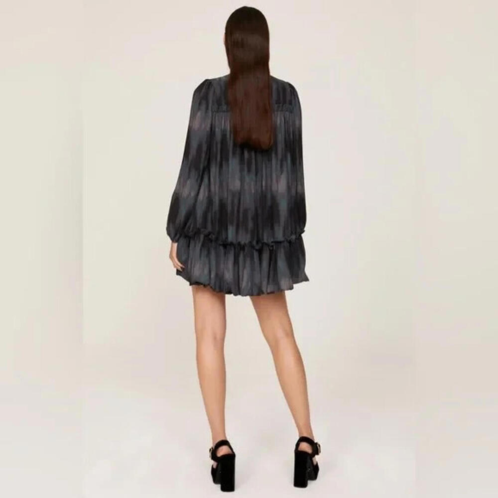 Toccin Baby Doll Tie Dye Shift Dress Gray High Neck Long Sleeves SZ 4 $395msrp - Picture 3 of 5